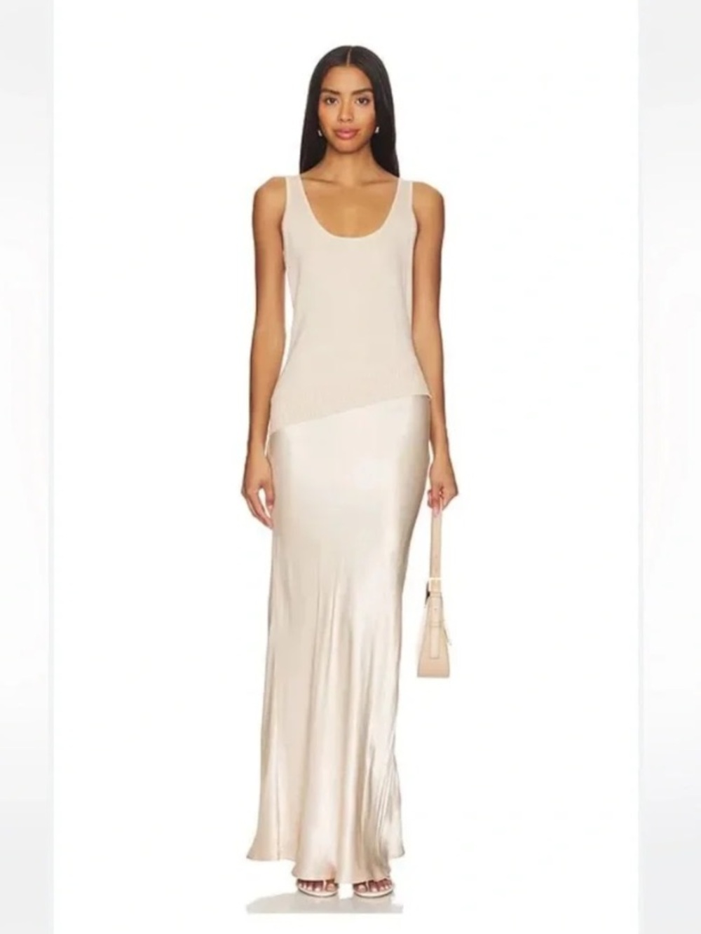 SOVERE RHYME Sleeveless Maxi Slip Satin Combo Dress ❤️❤️